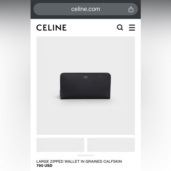 Celine Grained Calfskin Leather Long Zip Around Wallet with Dustbag - Picture 10 of 10